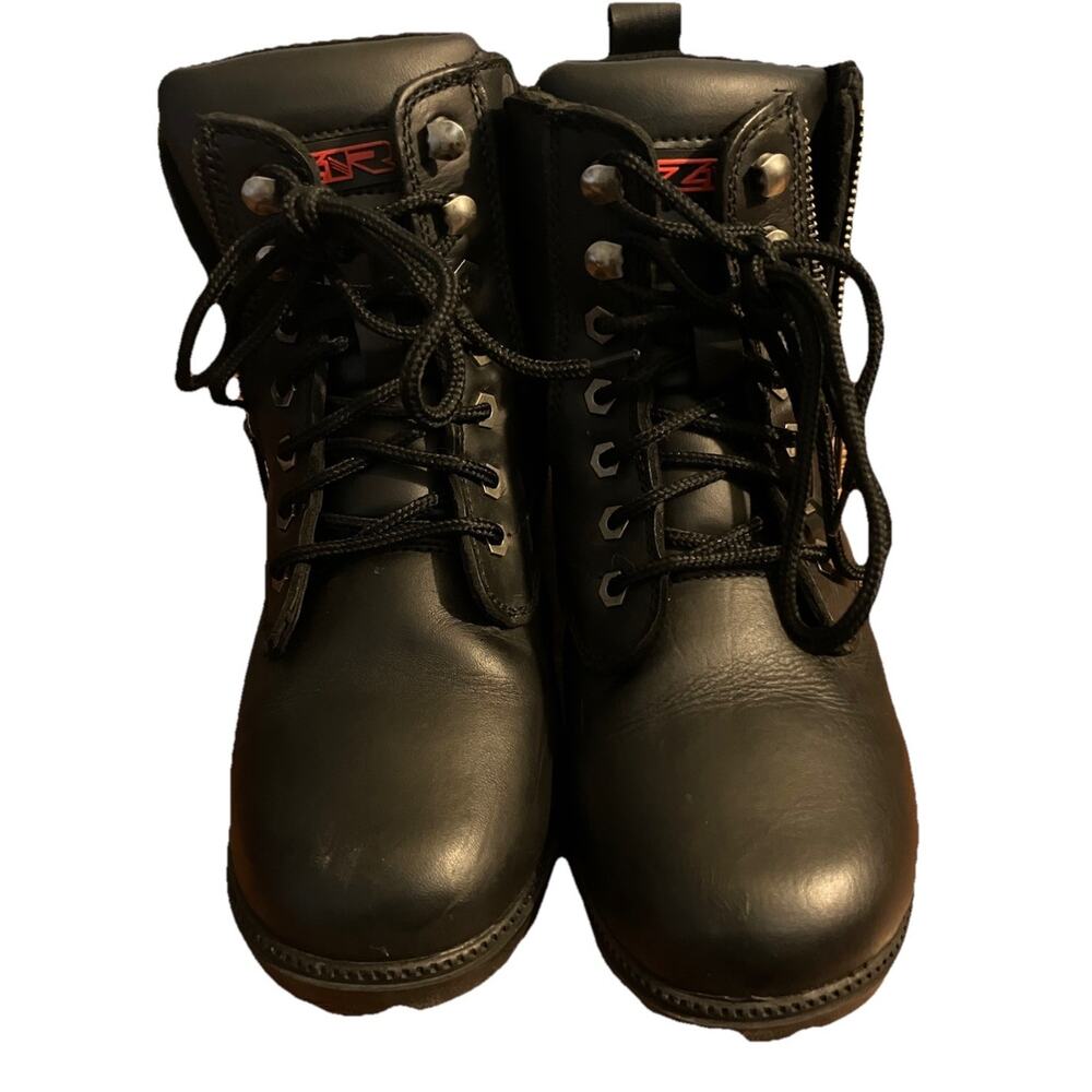 Women's Black Combat Moto Boots - Durable Lace-Up Style